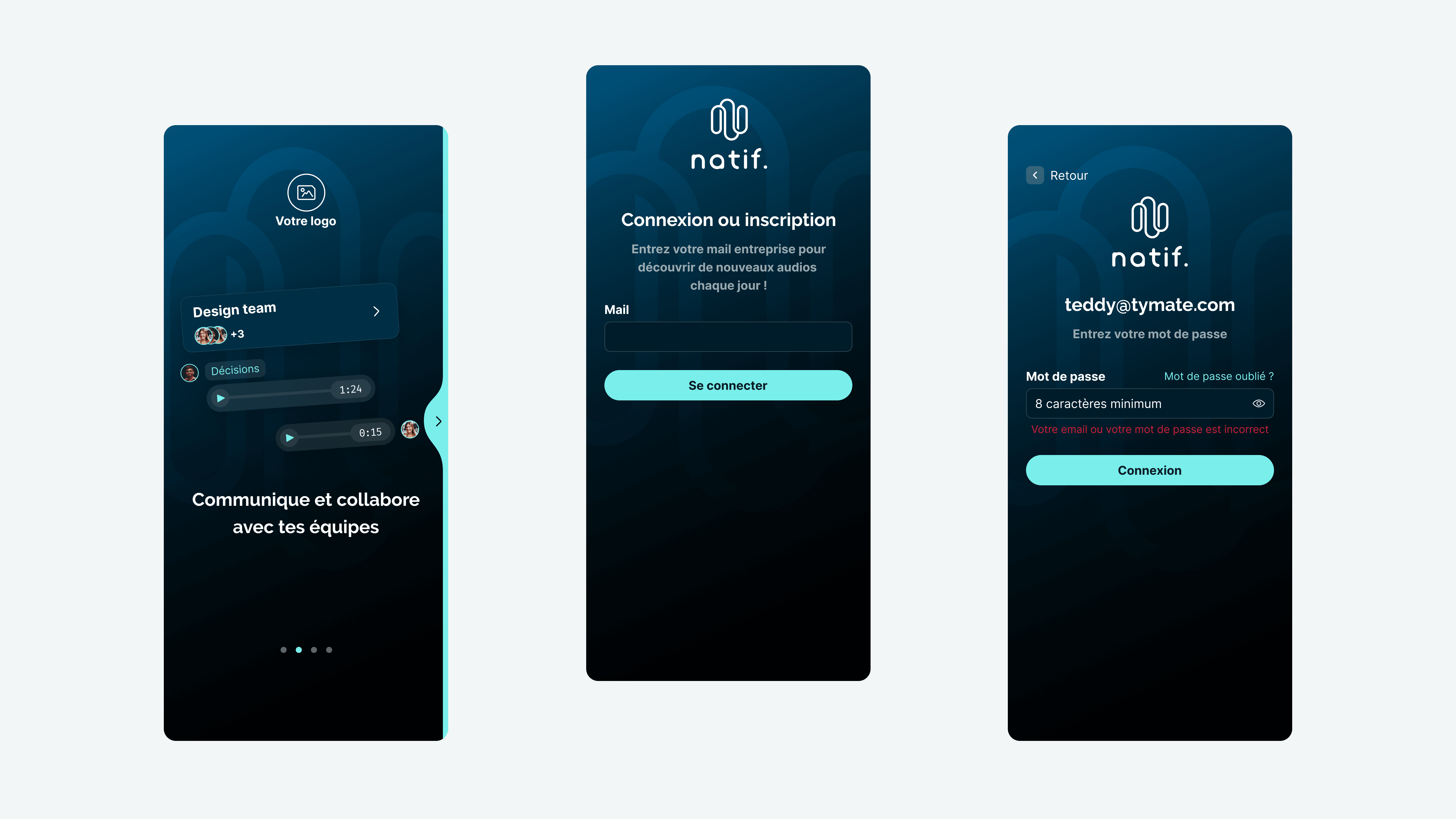 Connexion & Onboarding